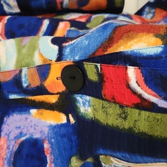 Ali Miles Colorful Abstract Patterned Coat Bell Sleeve Career Artsy Contemporary - Picture 7 of 12